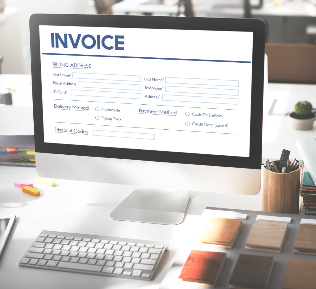 automated invoice billing information form graphic concept